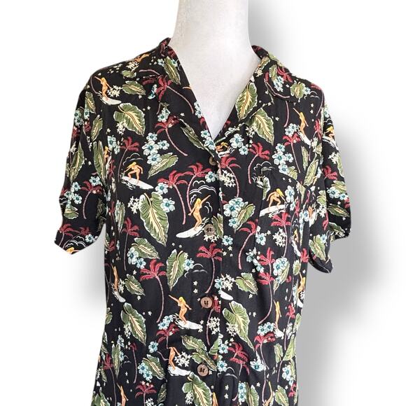 A.P.C. Floral Midi Dress - Black and Green - Picture 3 of 13